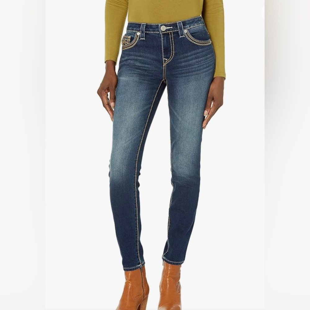 True religion, jeans womenโs size 26 skinny legs,โ dark wash